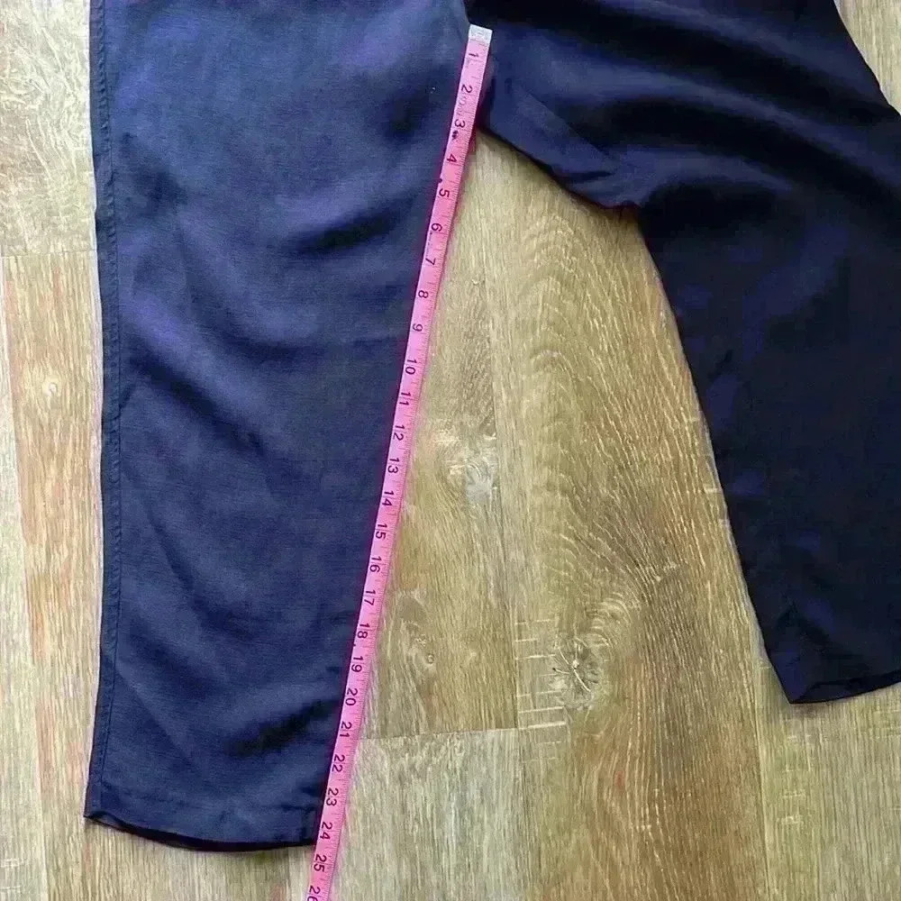 Zara Navy Linen-Blend High-Waist Drawstring Trouser Pant Size Small EUC Pockets - Picture 12 of 12
